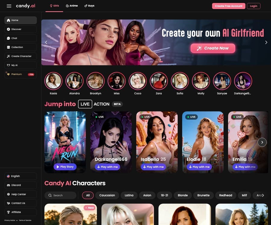 Candy AI official website homepage screenshot